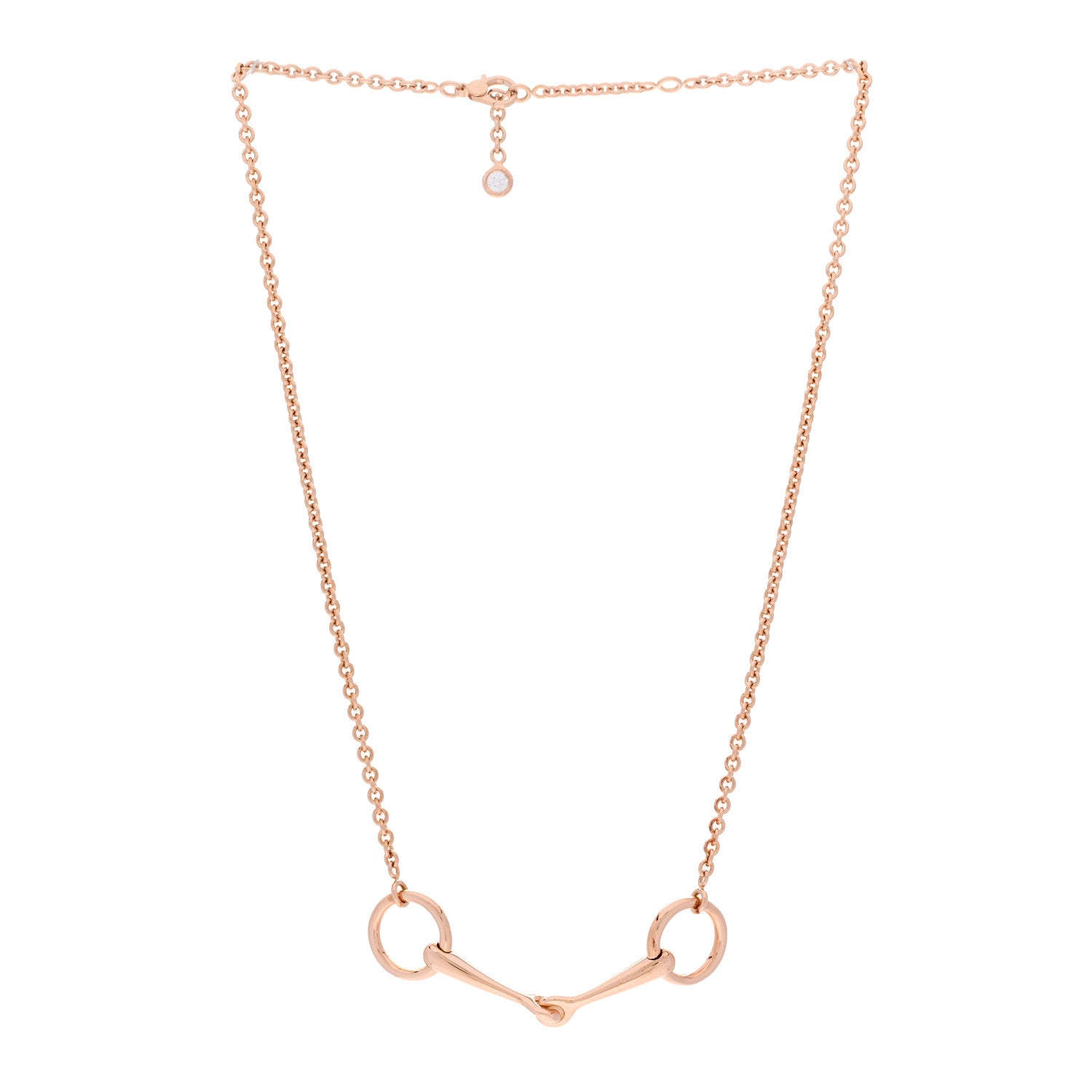 Hermes 18K Rose Gold Diamond TPM Filet d'Or Necklace SH 3 of 7