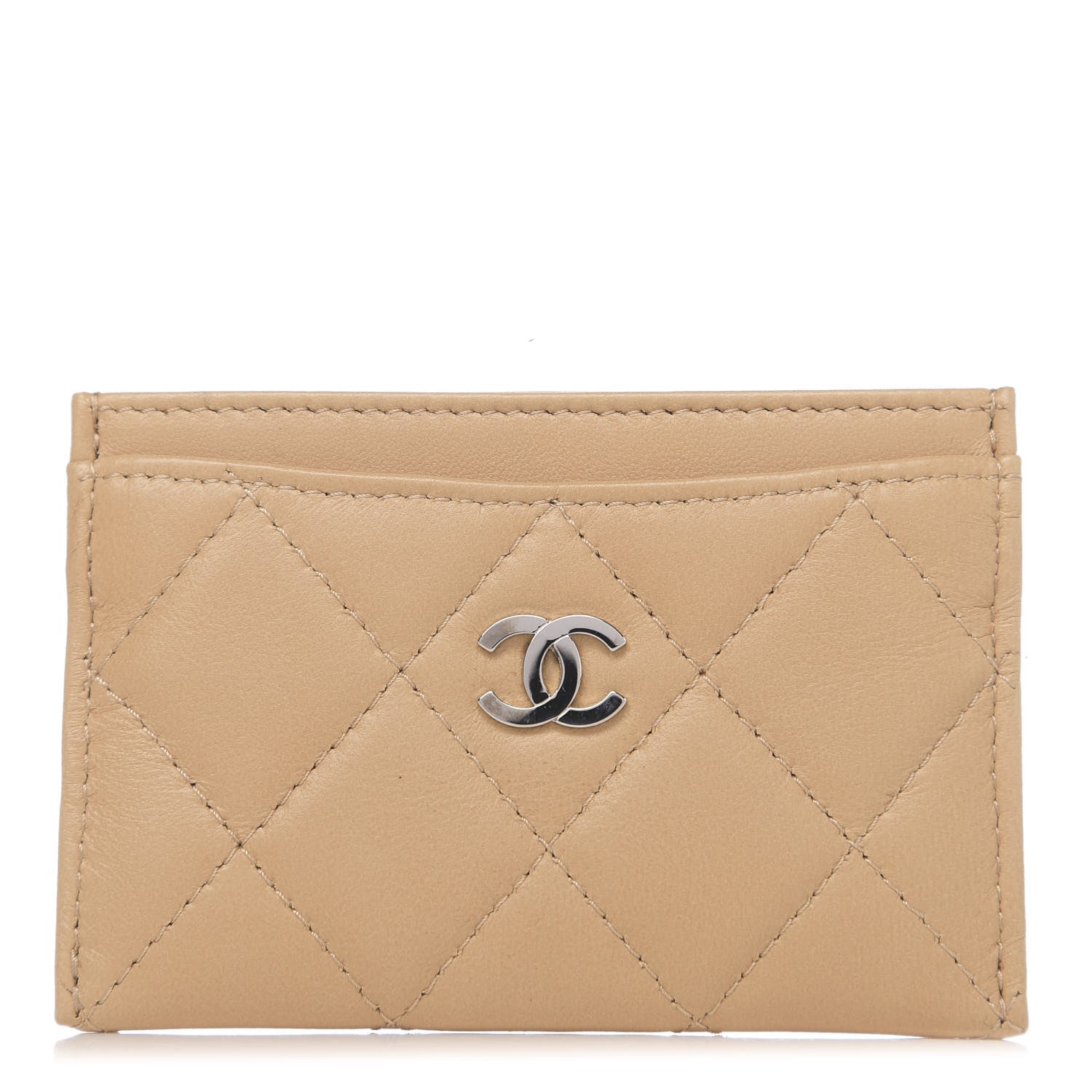 Chanel Lambskin Quilted CC Card Holder Beige 1 of 8