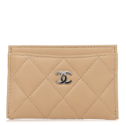 Chanel Lambskin Quilted CC Card Holder Beige 1 of 8