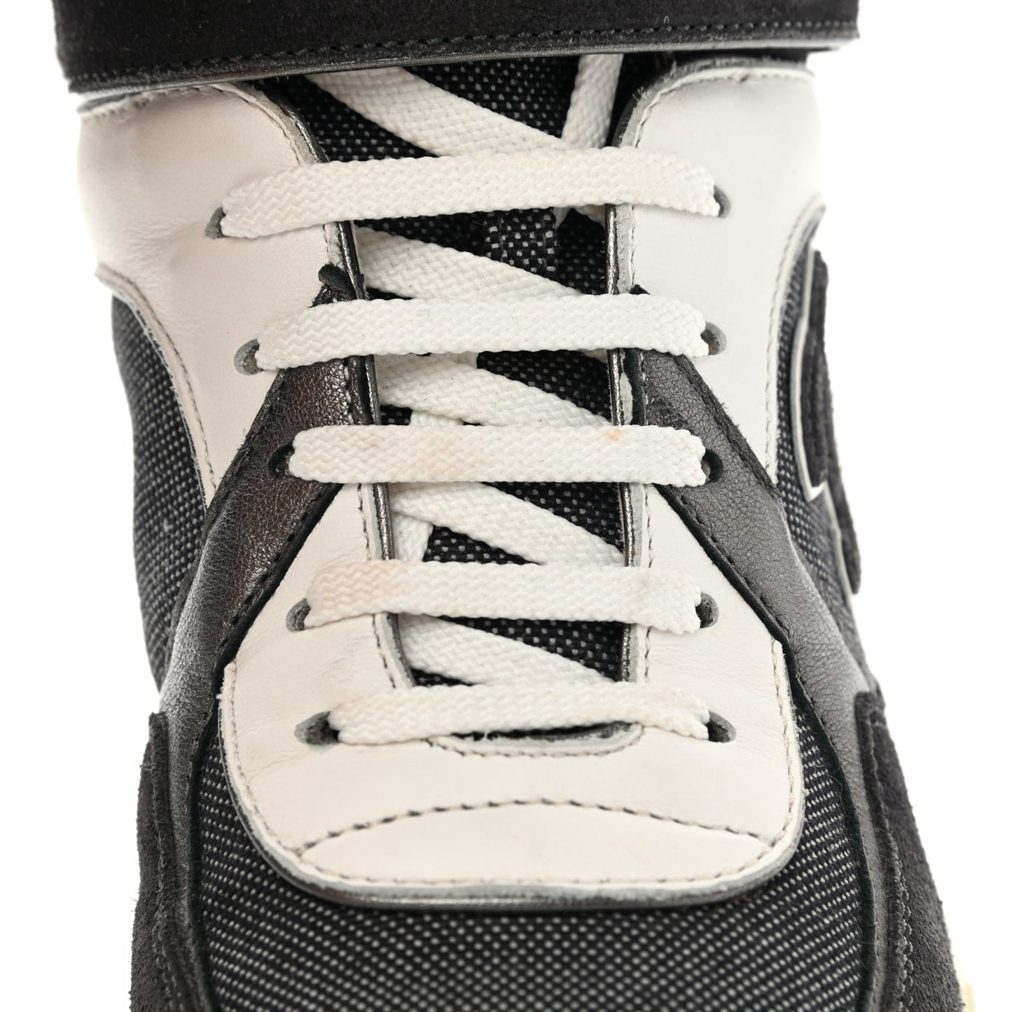 Canvas Goatskin CC High Top Sneakers 37 Black White