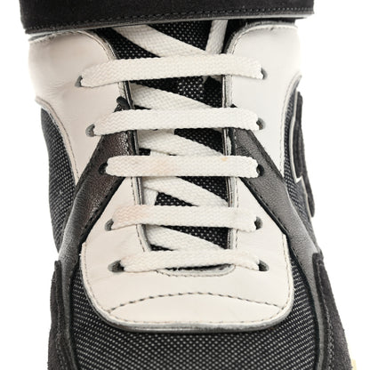 Chanel Canvas Goatskin CC High Top Sneakers 37 Black White 12 of 12