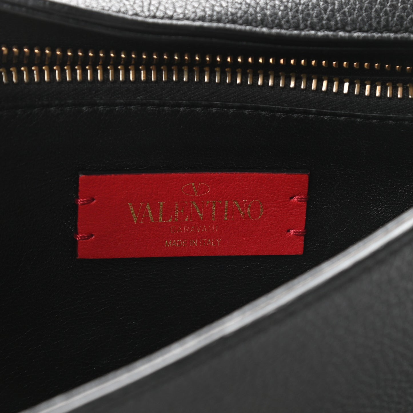 Pebbled Calfskin Small VRing Chain Shoulder Bag Black