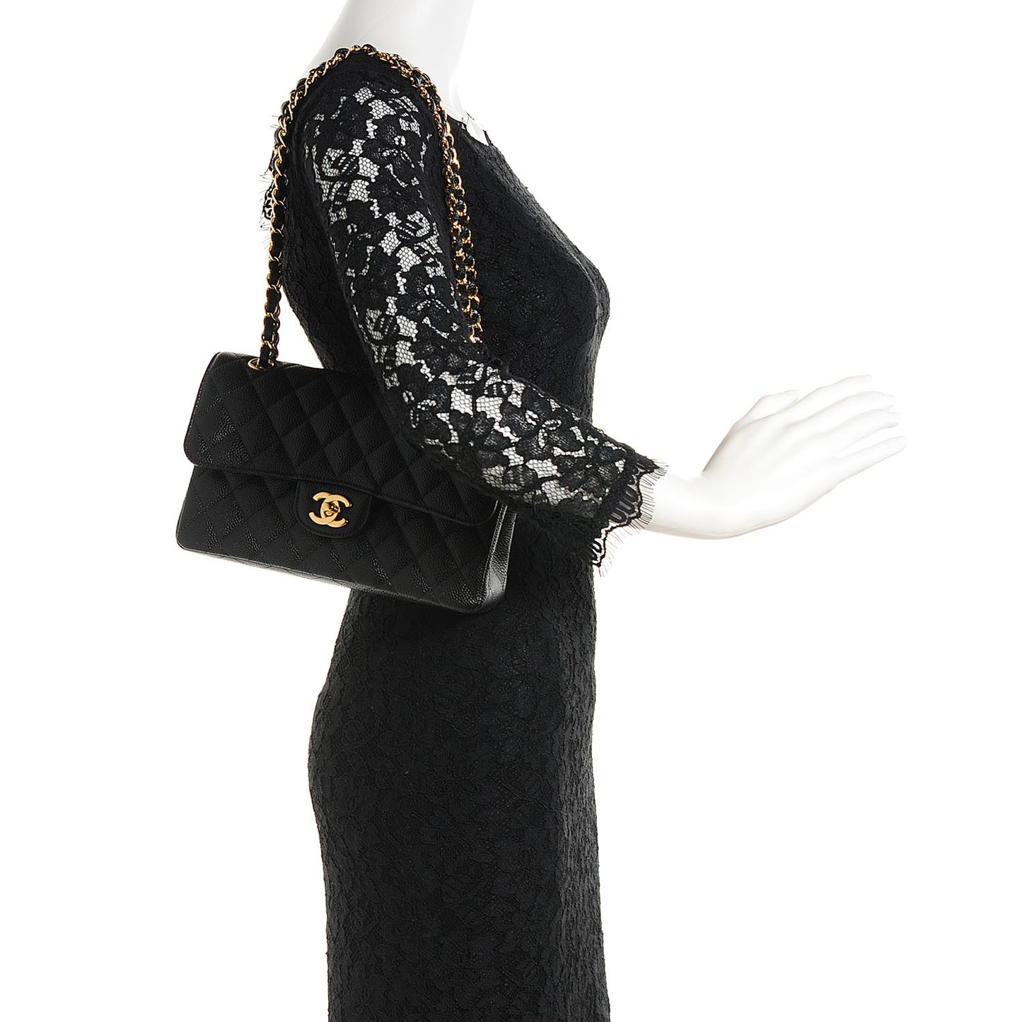 Caviar Quilted Small Double Flap Black