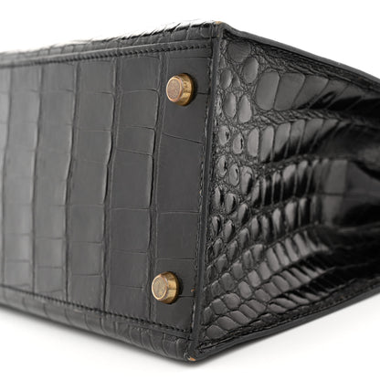 Hermes Shiny Alligator Kelly Sellier 28 Black 10 of 16
