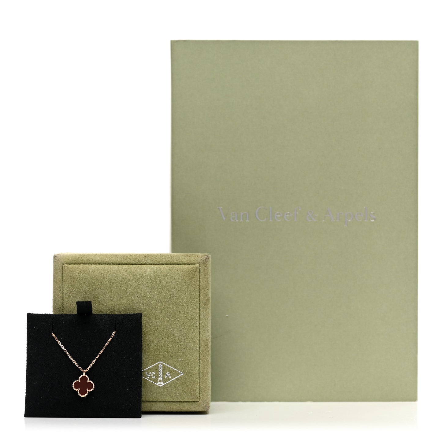 18K Rose Gold Carnelian Sweet Alhambra Pendant Necklace