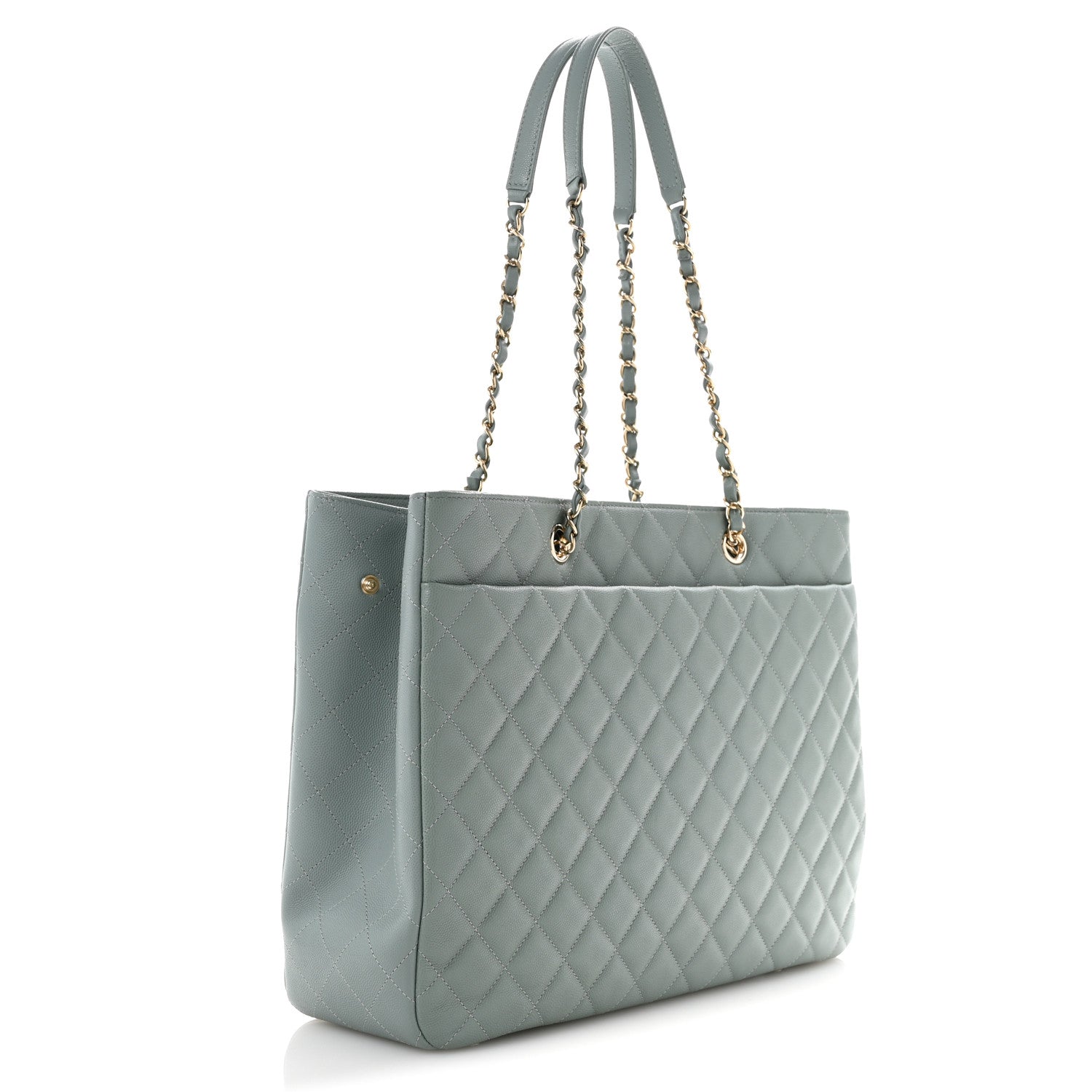 Chanel Caviar Quilted Large Classic Shopping Tote Light Green 3 of 12