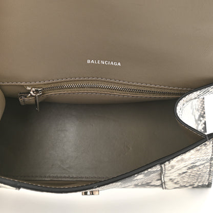 Balenciaga Calfskin Snake Effect Small Hourglass Top Handle Bag Black White 6 of 8