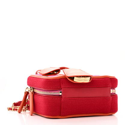 Chanel Jersey Quilted Small CC Filigree Vanity Case Pink Red Orange 4 of 10