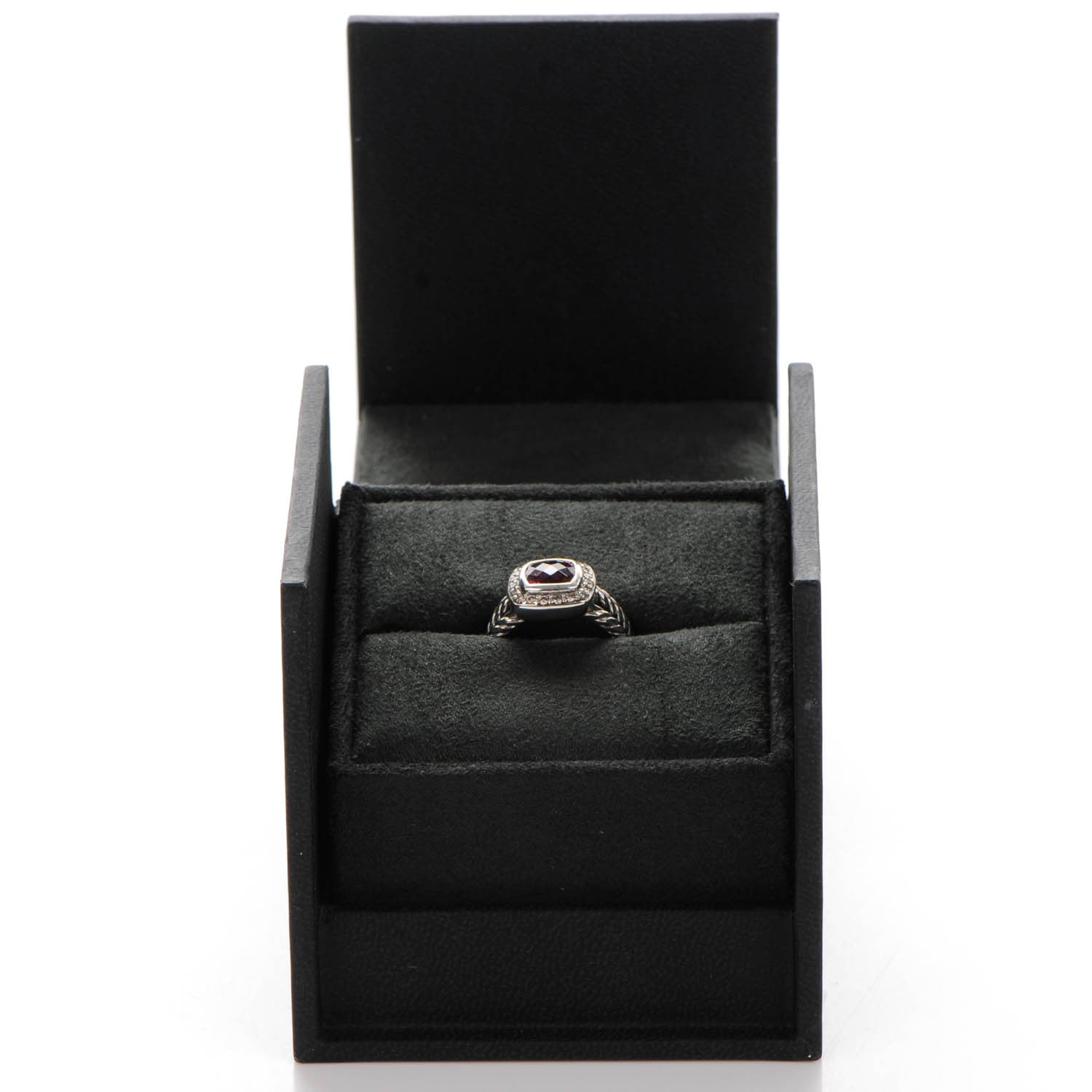 David Yurman Sterling Silver Diamond Pink Tourmaline 7mm Petite Albion Ring 49 5 5 of 5