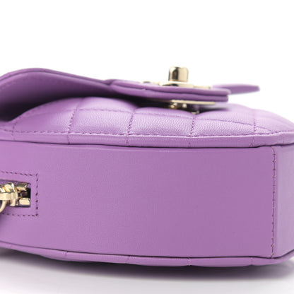 Chanel Lambskin Quilted CC In Love Heart Clutch With Chain Purple 9 of 11
