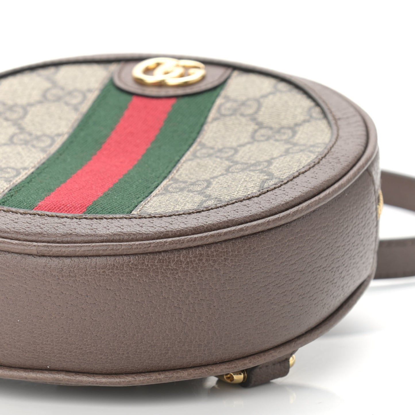 GG Supreme Monogram Web Mini Ophidia Round Backpack Brown