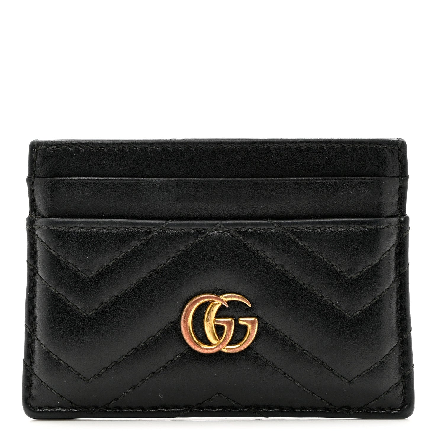 Gucci Calfskin Matelasse GG Marmont Card Holder Black 1 of 6