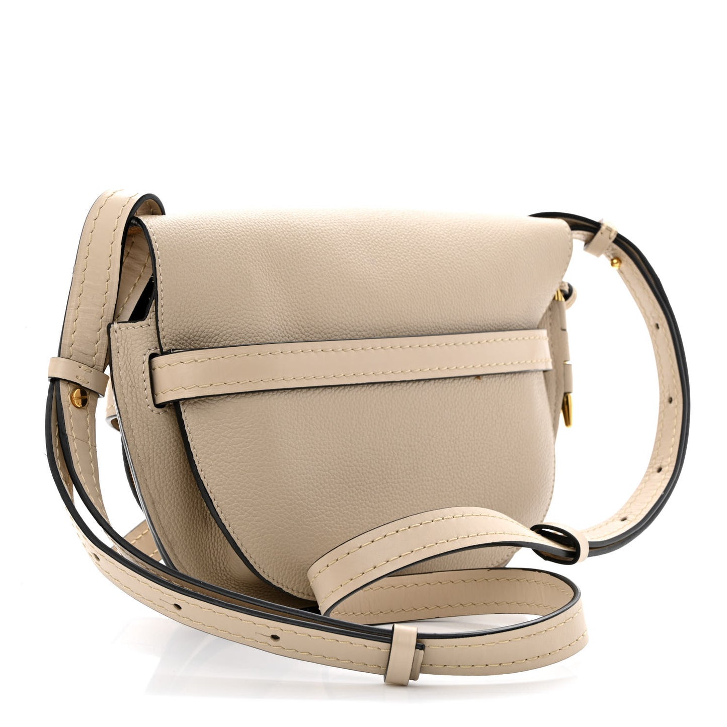 Grained Calfskin Small Gate Crossbody Bag Light Oat