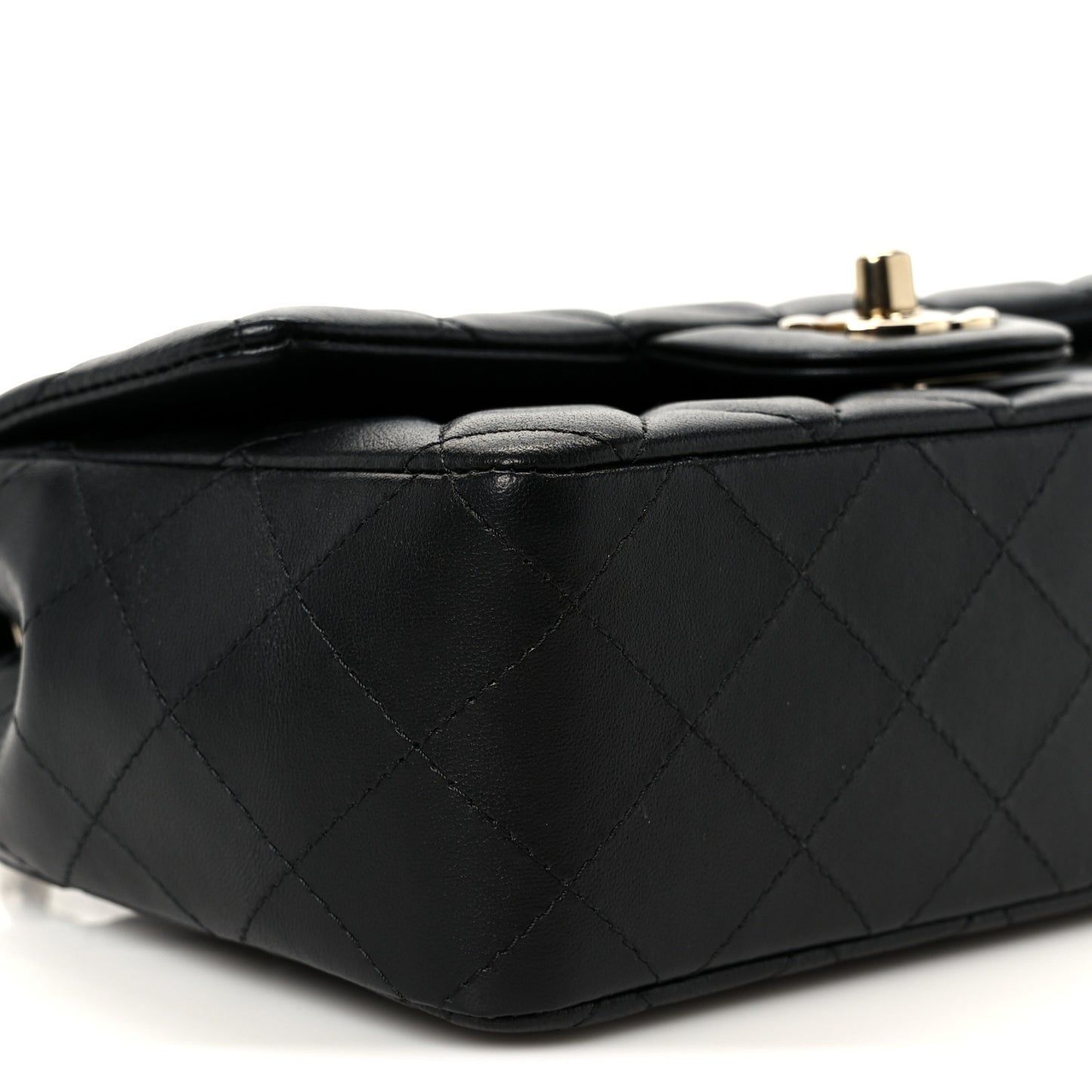 Lambskin Quilted Mini Rectangular Flap Black
