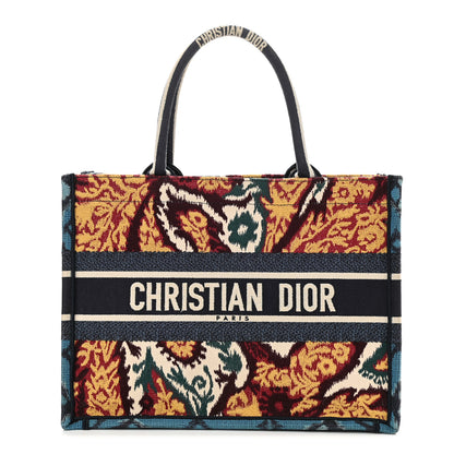 Christian Dior Canvas Embroidered Paisley Medium Book Tote Blue Multicolor 1 of 10