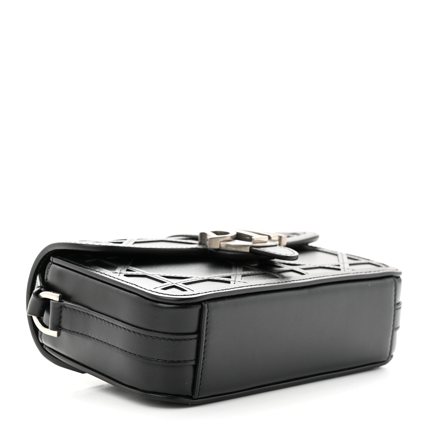 Christian Dior Calfskin Cosmo Laser Cut Cannage Mini Dior Charm Bag Black 4 of 9