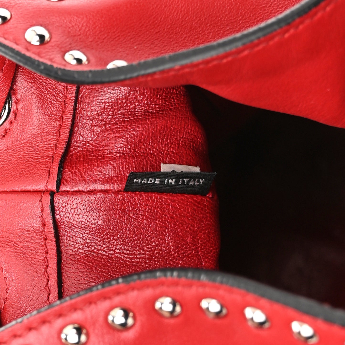 Soft Calf Studded Bucket Bag Rosso
