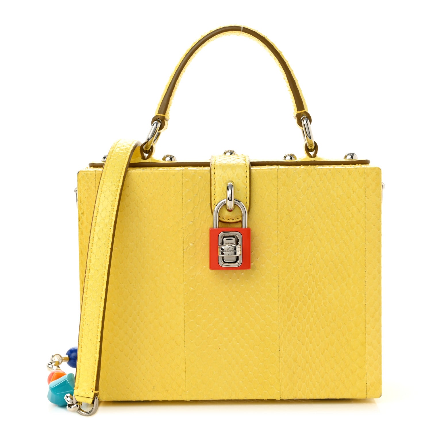 Dolce & Gabbana Snakeskin Padlock Box Bag Yellow 1 of 10