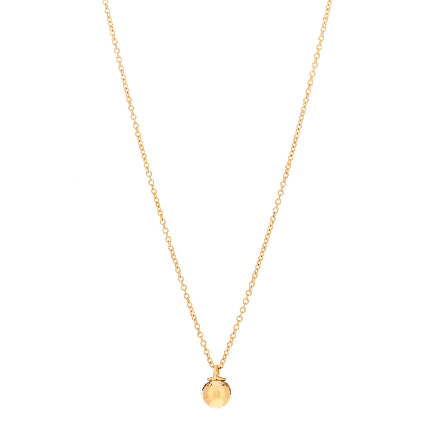 Tiffany 18K Yellow Gold 8mm HardWear Ball Pendant Necklace 1 of 5