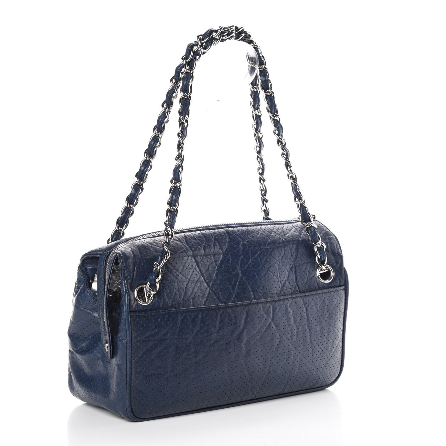 Calfskin Perforated 50's Satchel Marine Fonce