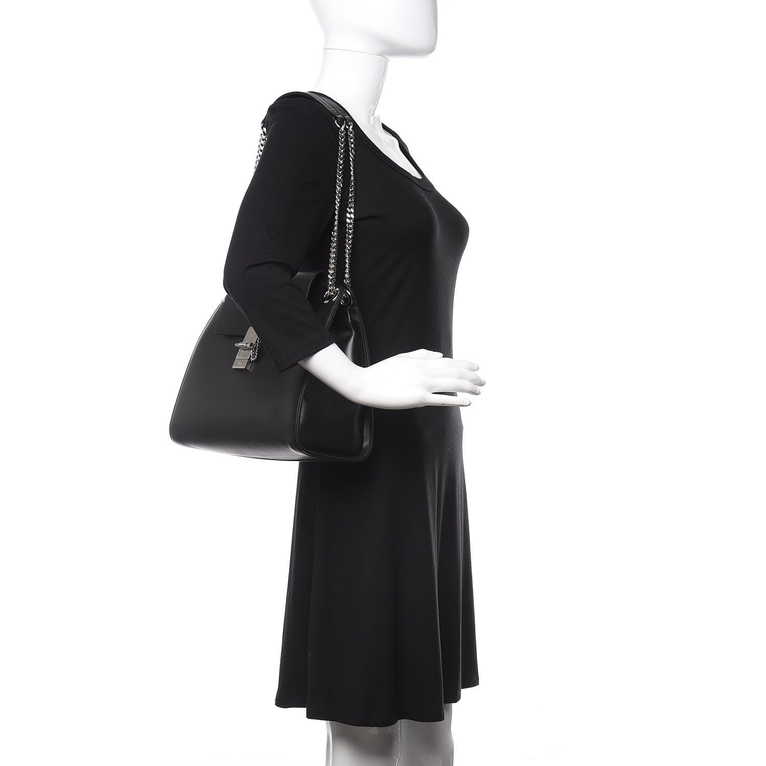 Chloe Shiny Calfskin Medium Annie Shoulder Bag Black 2 of 10