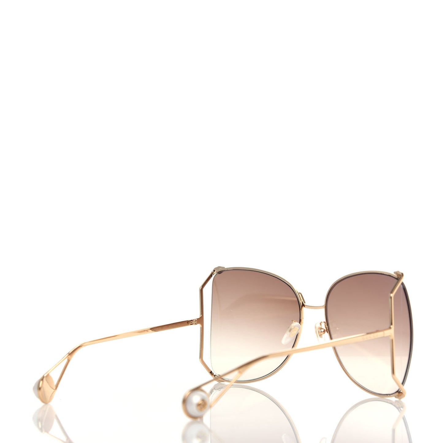 Oversized Round Sunglasses GG0252S Gold Brown
