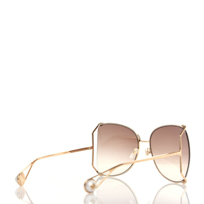 Gucci Oversized Round Sunglasses GG0252S Gold Brown 4 of 8