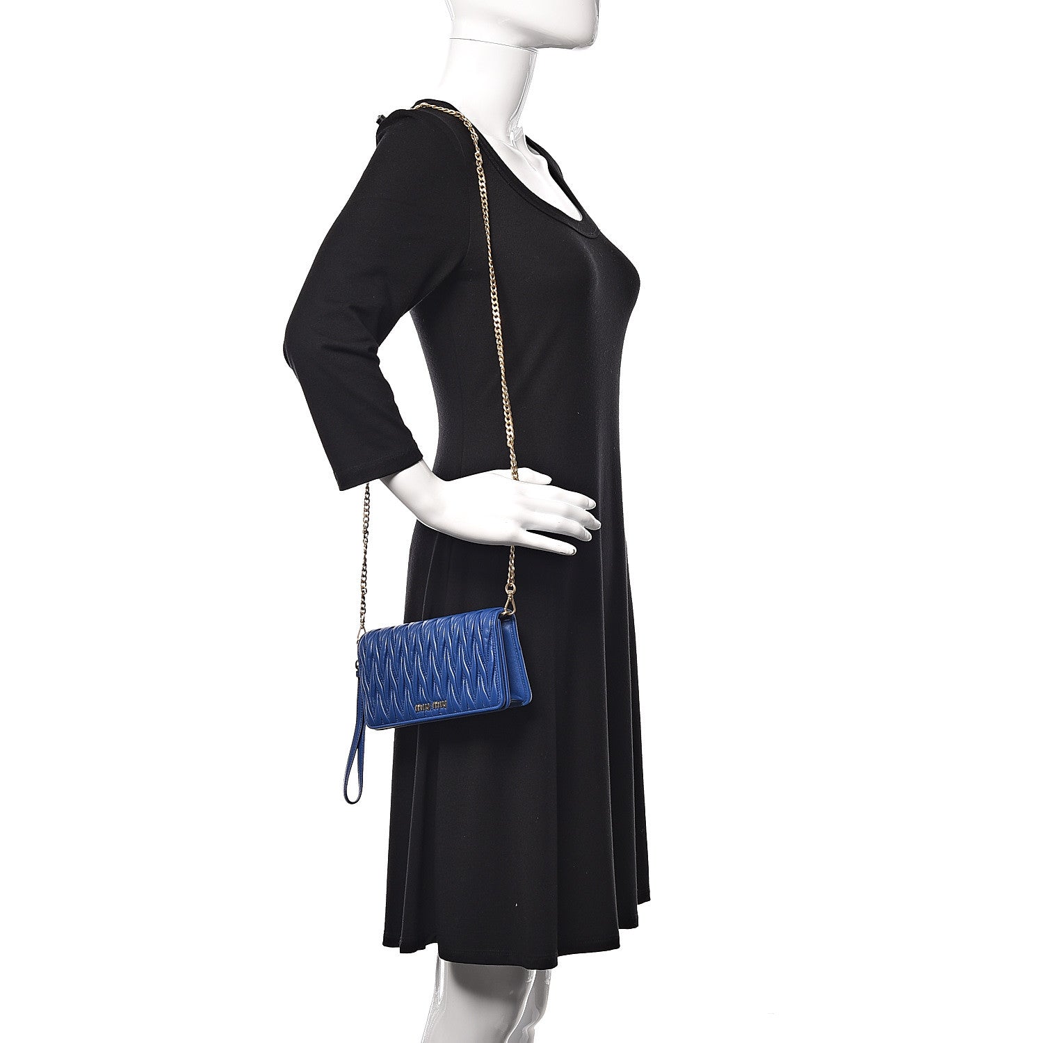 Miu Miu Nappa Matelasse Chain Crossbody Bag Azzurro 2 of 11