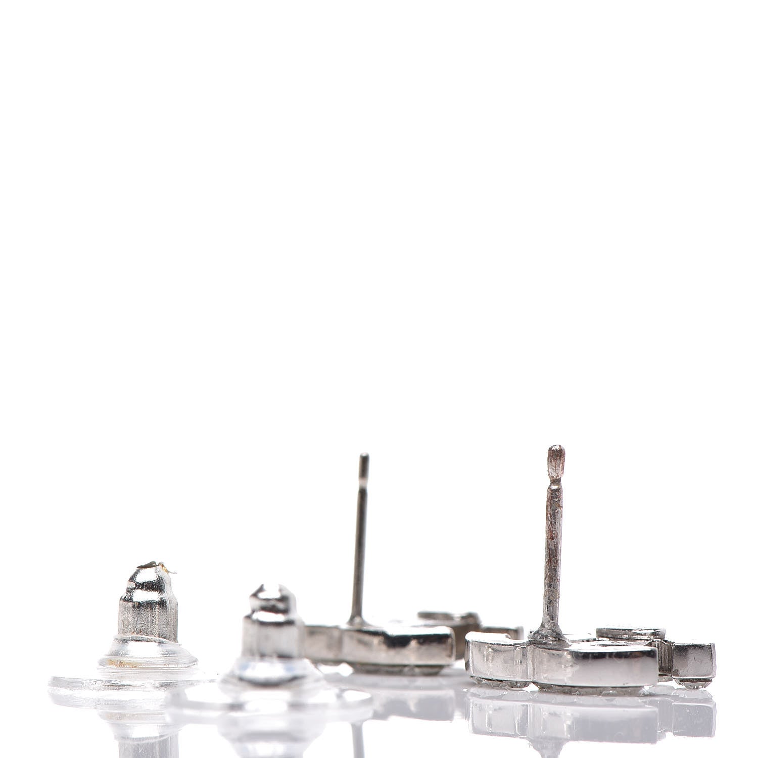 Chanel Crystal Timeless CC Earrings Silver 5 of 5