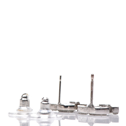 Chanel Crystal Timeless CC Earrings Silver 5 of 5