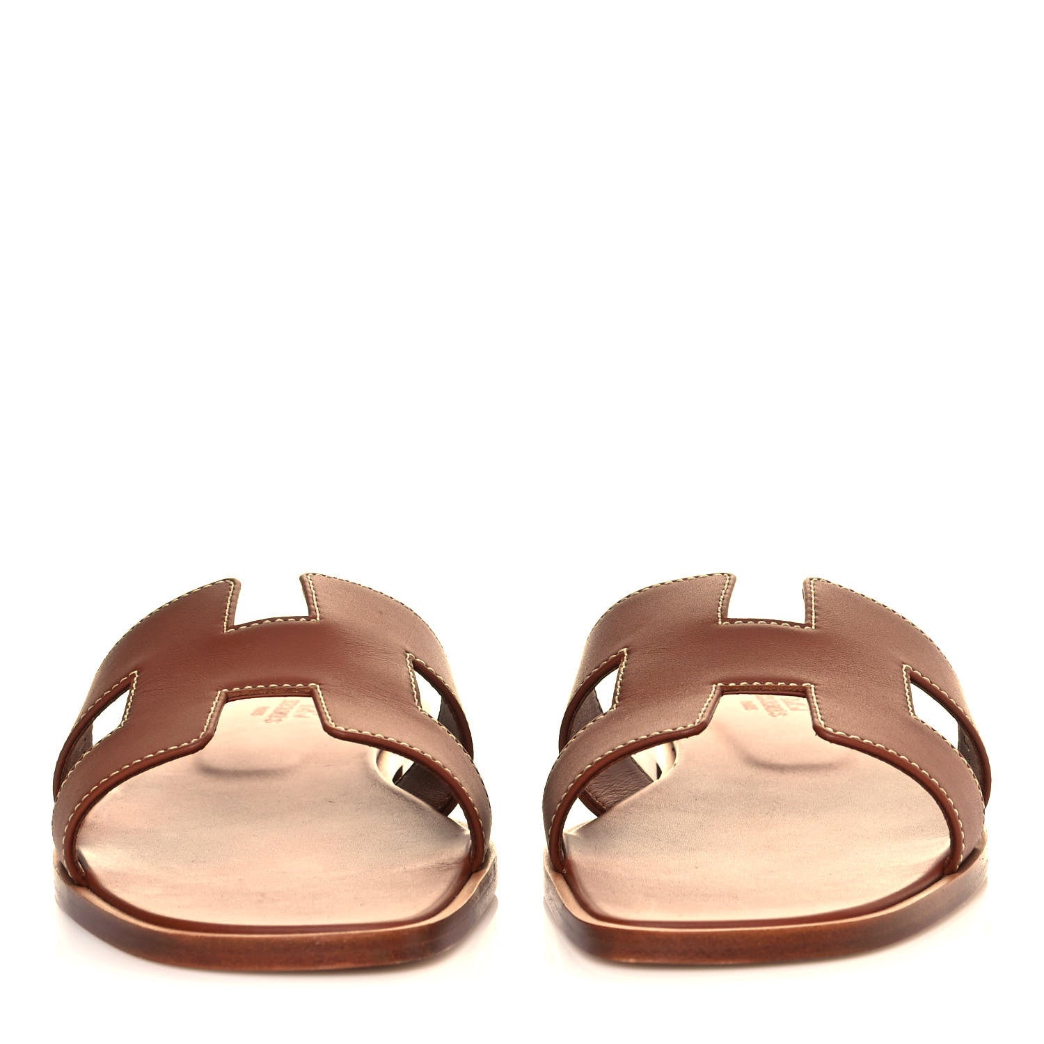 Hermes Box Calfskin Oran Sandals 38.5 Gold 2 of 8