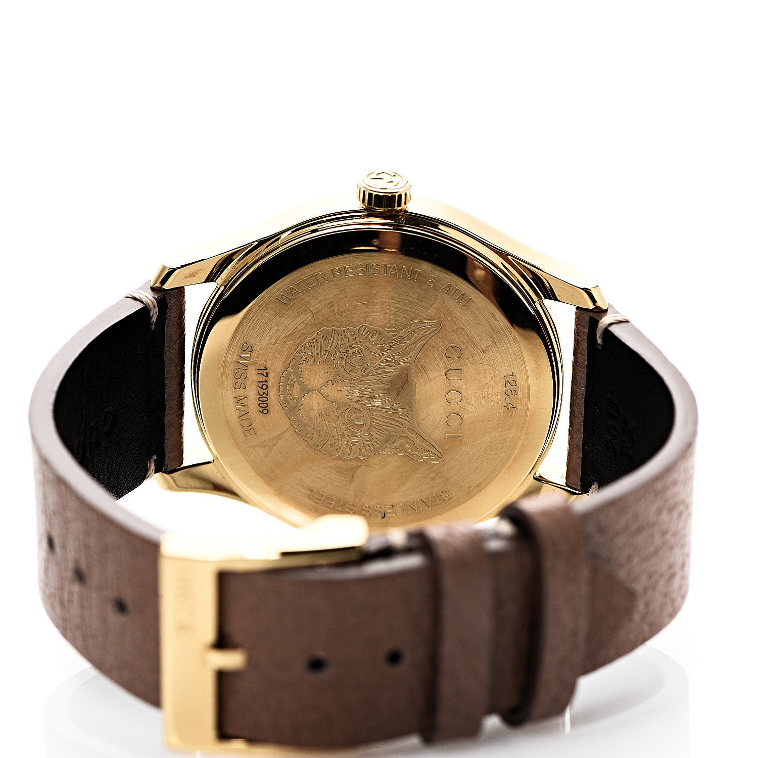 Gucci Stainless Steel Calfskin 38mm G-Timeless Moth Quartz Watch Brown 4 of 8