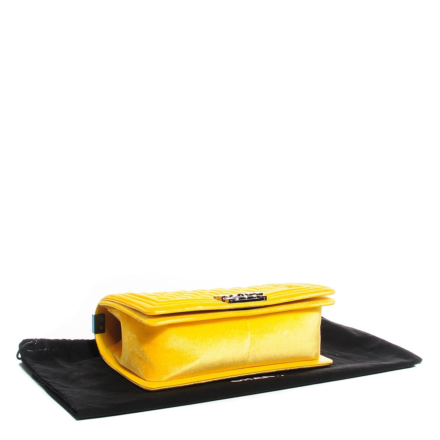 Chanel Velvet Quilted Medium Boy Flap Yellow 4 of 7