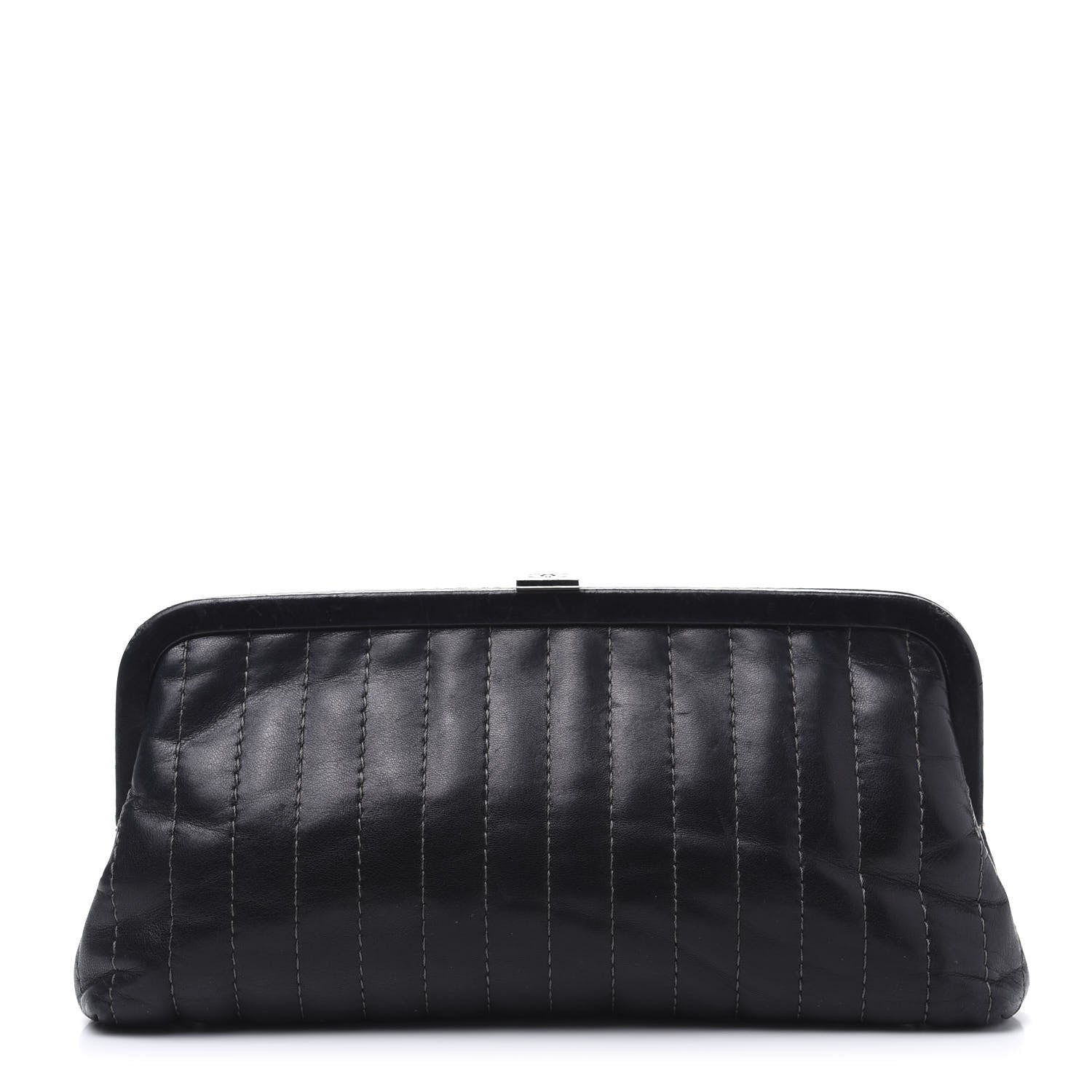 Chanel Lambskin Vertical Quilted Mademoiselle Clutch Black 1 of 10