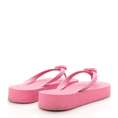 Gucci Rubber Chevron Womens GG Thong Sandals 41 Pink Tropical Flower 10 of 20