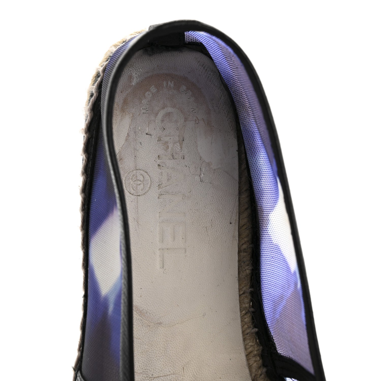 Chanel Mesh Grosgrain CC Espadrilles 37 Purple Black 7 of 9