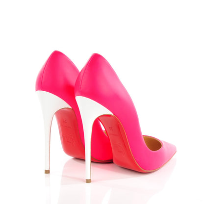 Christian Louboutin Matte Calfskin Jazz Calf Fluo So Kate 120 Pumps 35 Fuchsia White 4 of 8