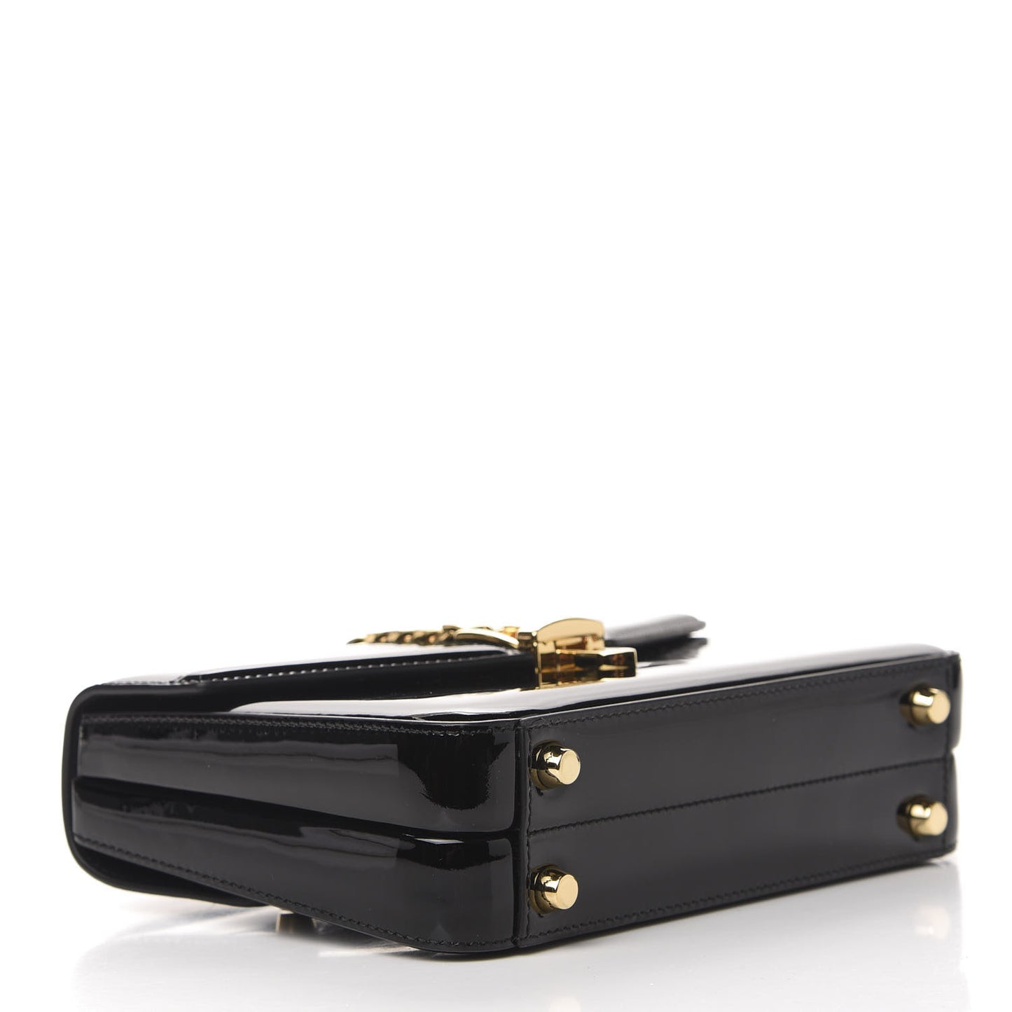 Mousse Top Patent Mini Sylvie 1969 Top Handle Bag Black