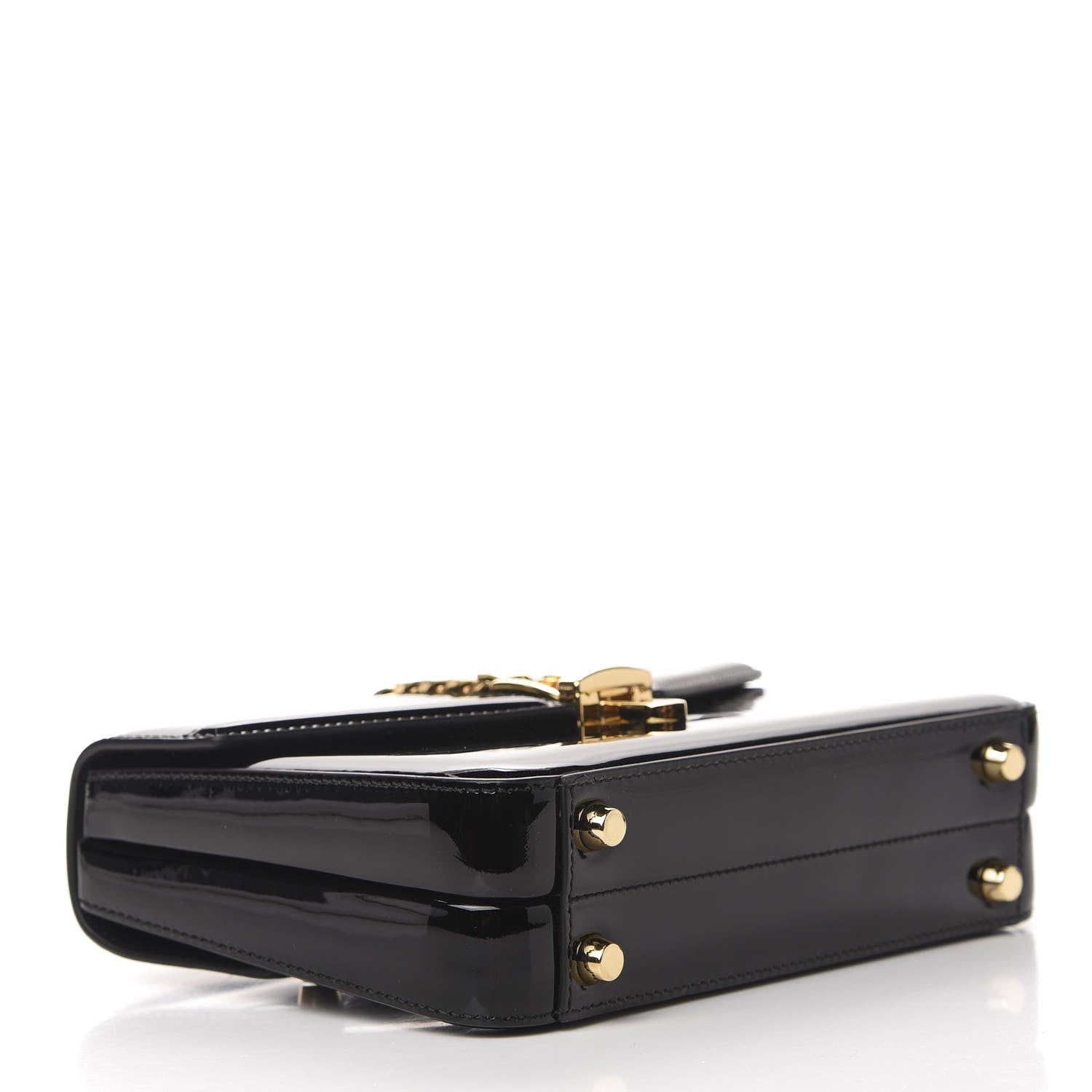 Gucci Mousse Top Patent Mini Sylvie 1969 Top Handle Bag Black 4 of 11