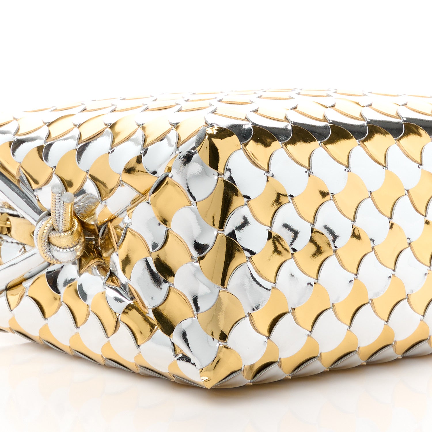 Bottega Veneta Metallic Lambskin Intrecciato Knot Small Loop Camera Bag Silver Gold 8 of 10