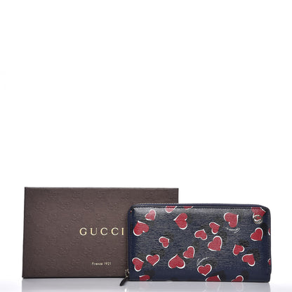 Gucci Calfskin Heartbeat Print Zip Around Wallet Blue 8 of 8