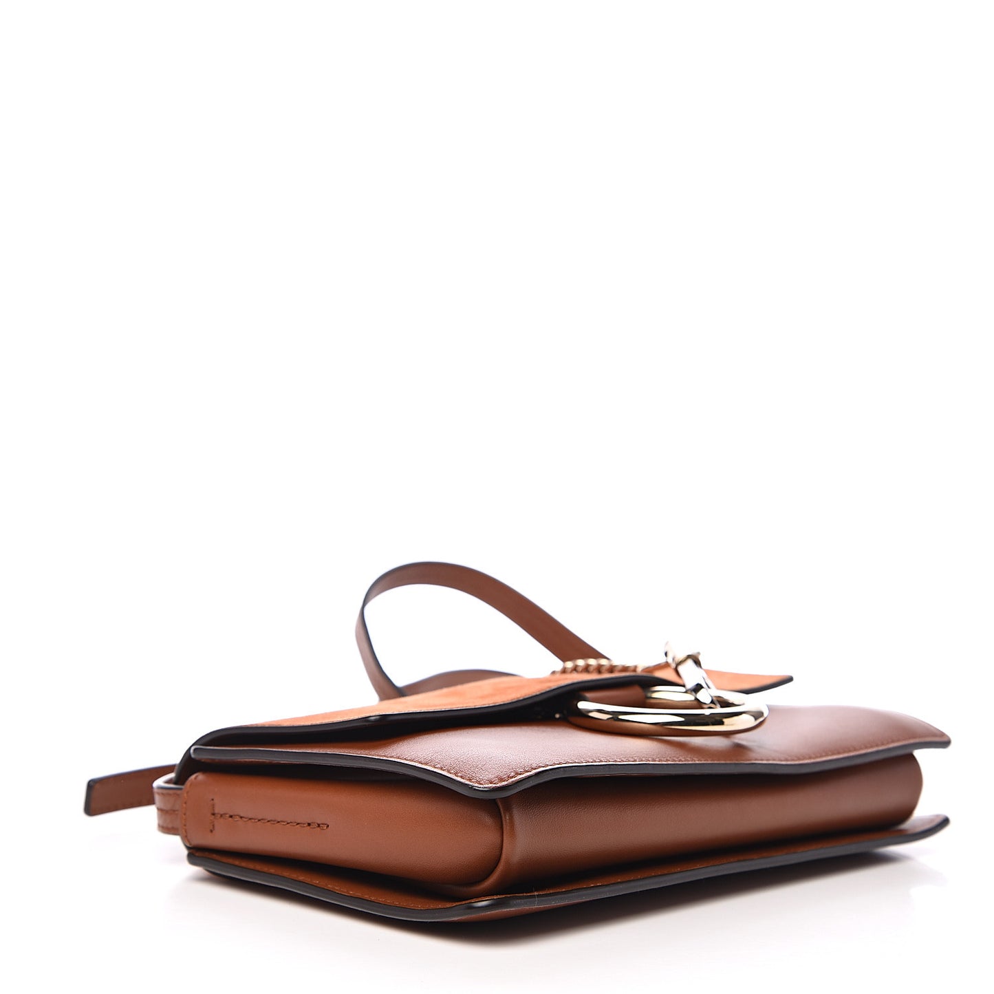 Suede Calfskin Small Faye Shoulder Bag Tobacco