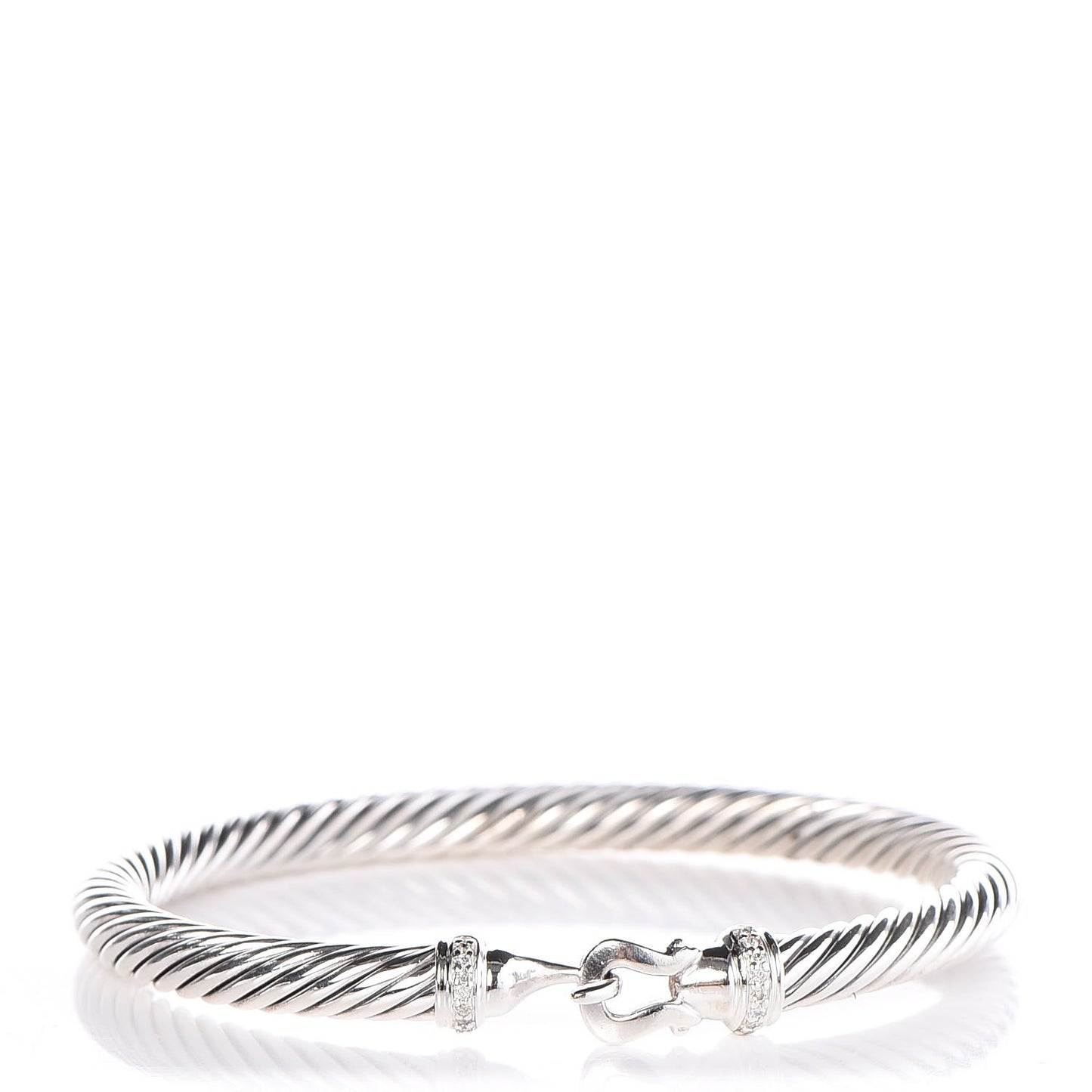 Sterling Silver Diamond 5mm Cable Buckle Bracelet