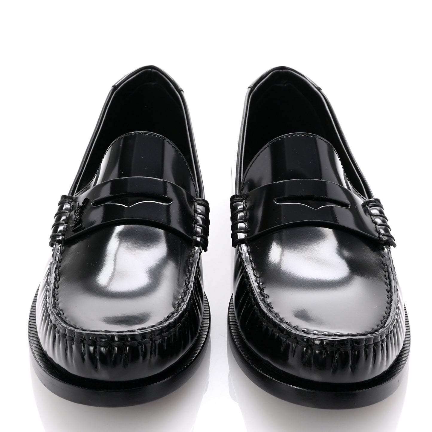Glazed Calfskin Le Loafer Penny Slippers 41 Black