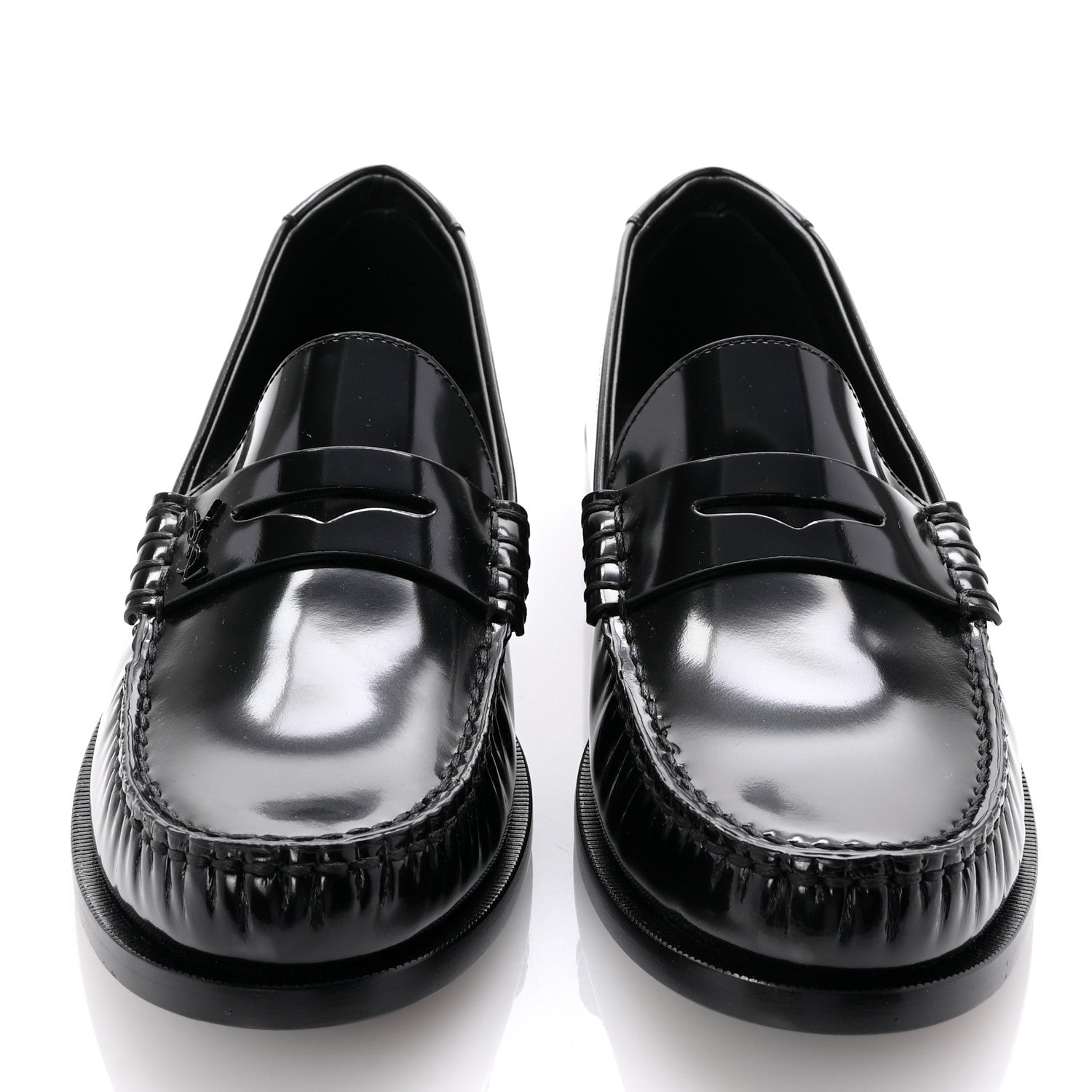 Saint Laurent Glazed Calfskin Le Loafer Penny Slippers 41 Black 3 of 9