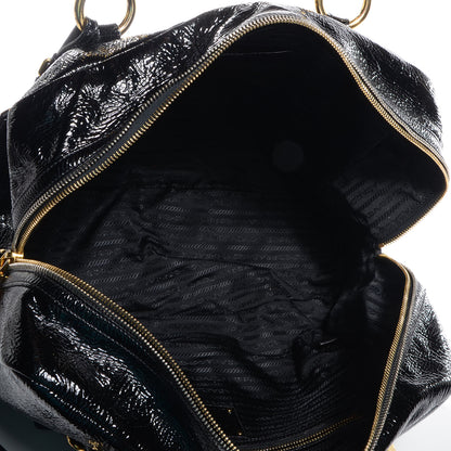 Prada Vernice Naplak Zipper Bowler Tote Black 5 of 11
