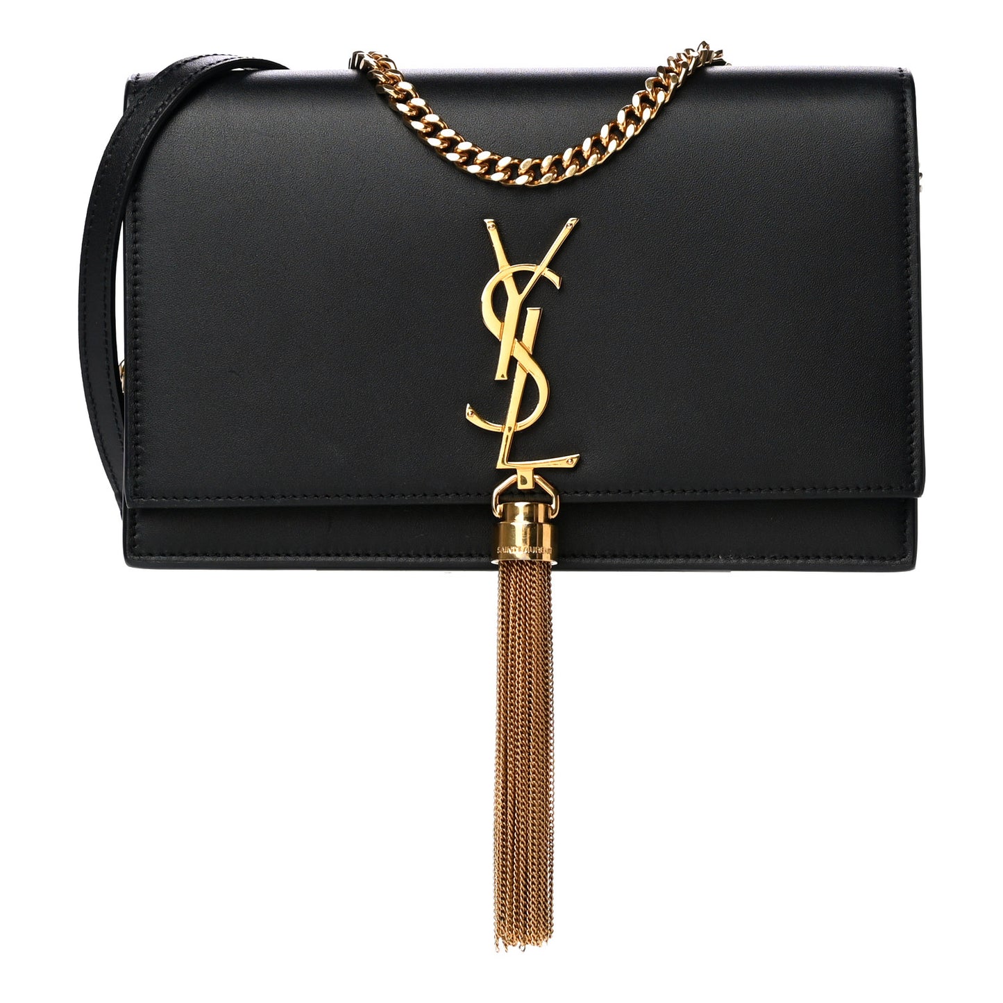 Smooth Calfskin Classic Monogram Kate Tassel Chain Wallet Black