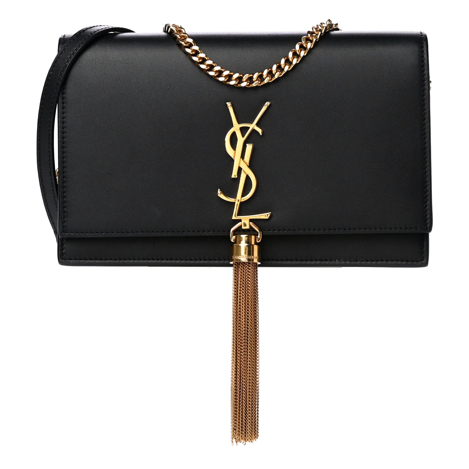 Saint Laurent Smooth Calfskin Classic Monogram Kate Tassel Chain Wallet Black 1 of 21