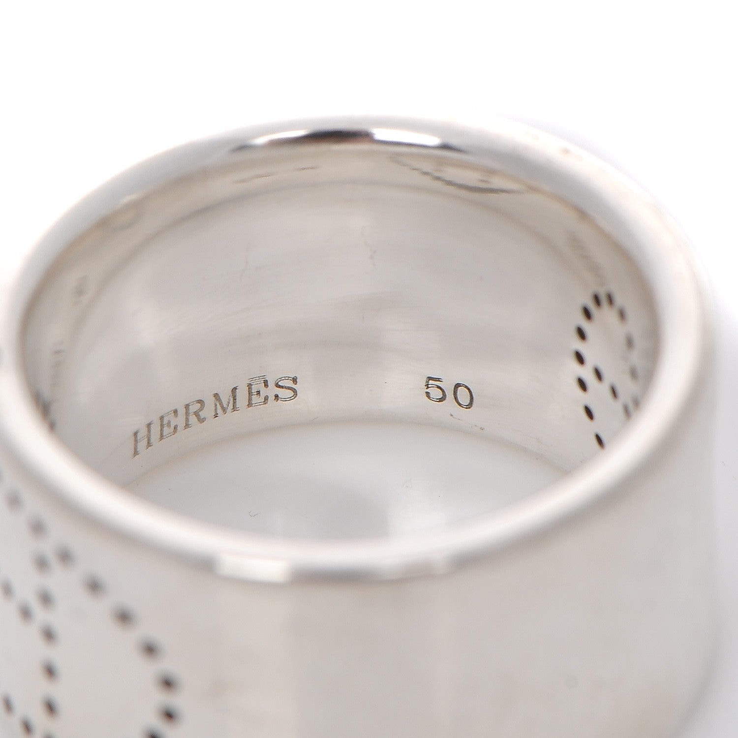 Hermes Sterling Silver Eclipse Ruban Ring GM 50 5.25 4 of 6