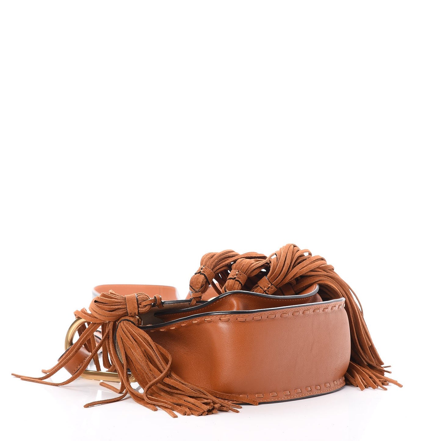 Calfskin Mini Hudson Fringe Shoulder Bag Caramel